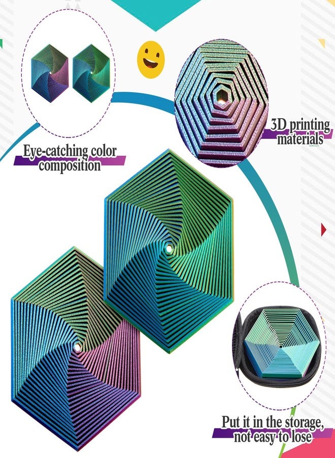 Seenelling 2 Pcs Fractal Fidget Hexagon 4.72 Inch 3D Printed Anti Stress Sensory Tool for Adults Mindful Meditation Tool Geometric Hexagon Spiral for Anxiety Relief Christmas Birthday Gift(Multicolor) - Image 4